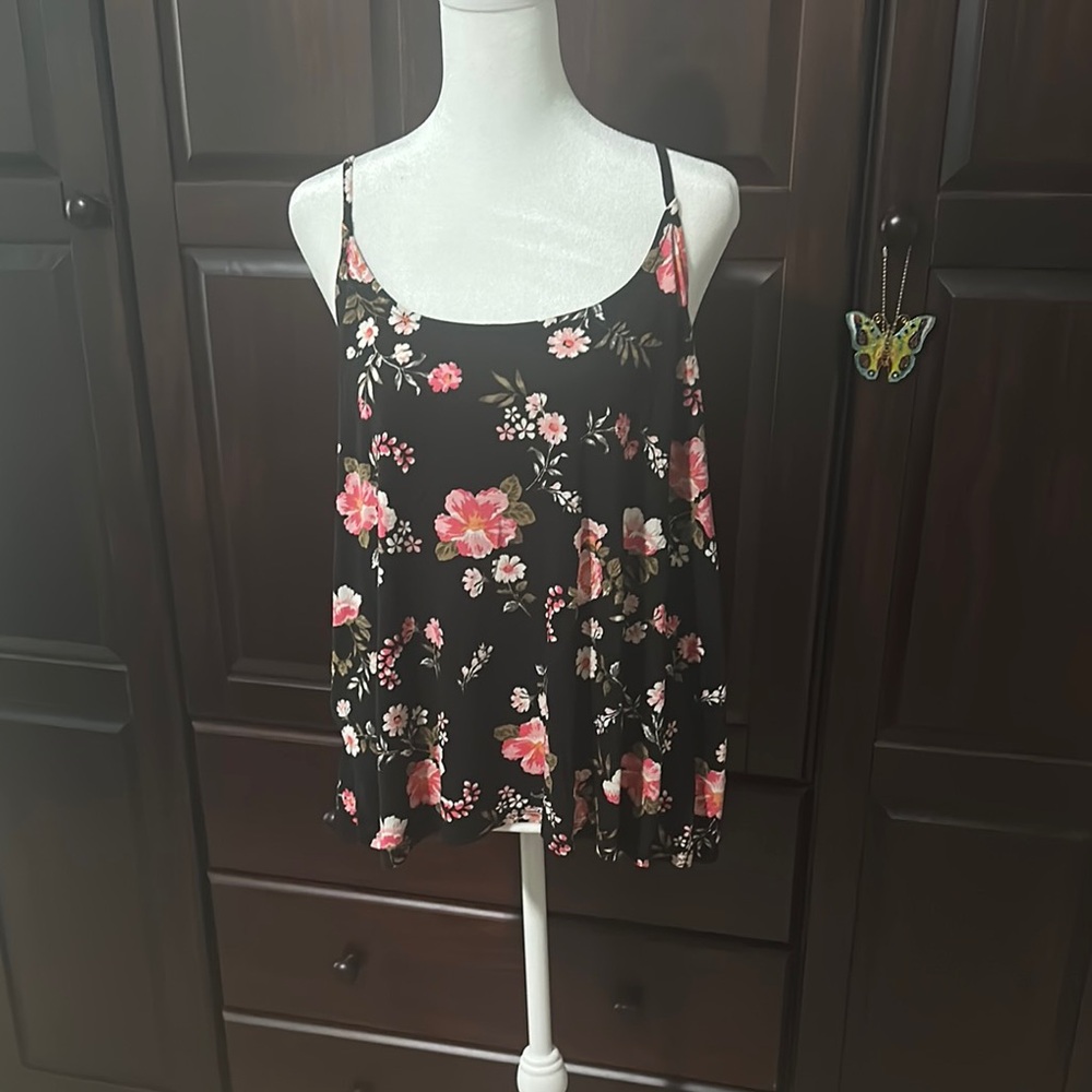 Black and Pink Tiered Camisole Top